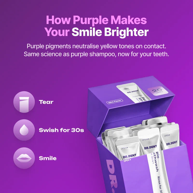 Purple Mouthwash Sachets For Teeth Whitening