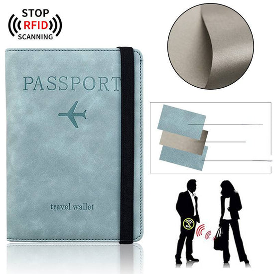 Slim RFID Leather Travel Passport Wallet with Card Slots