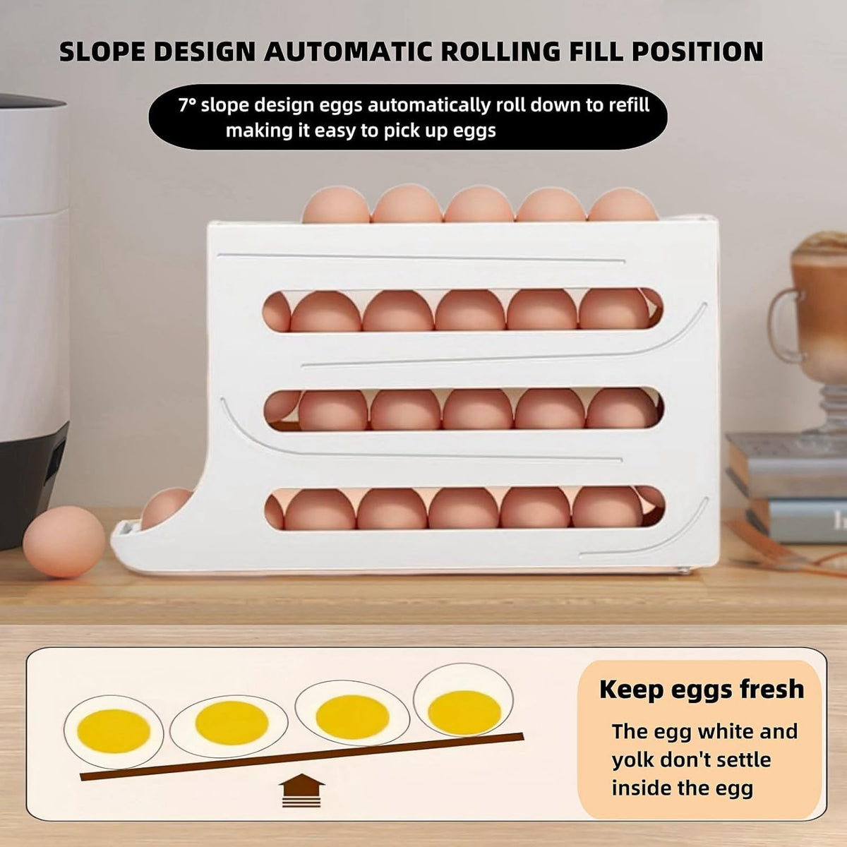 Automatic Rolling Egg Dispenser for Refrigerator