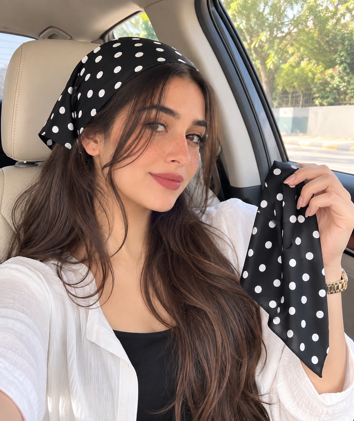 Women's Elastic Polka Dot Headscarf