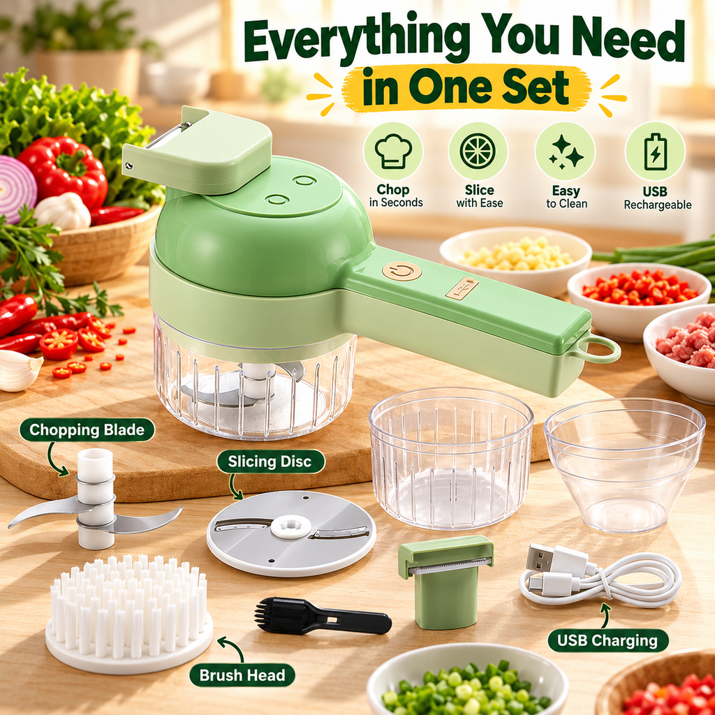 4 in 1 Portable Handheld Electric Food Chopper