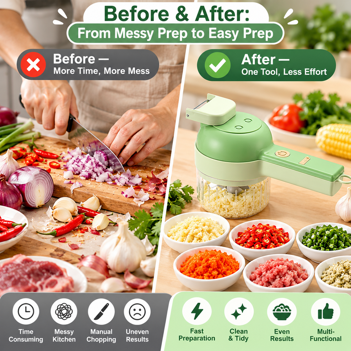 4 in 1 Portable Handheld Electric Food Chopper
