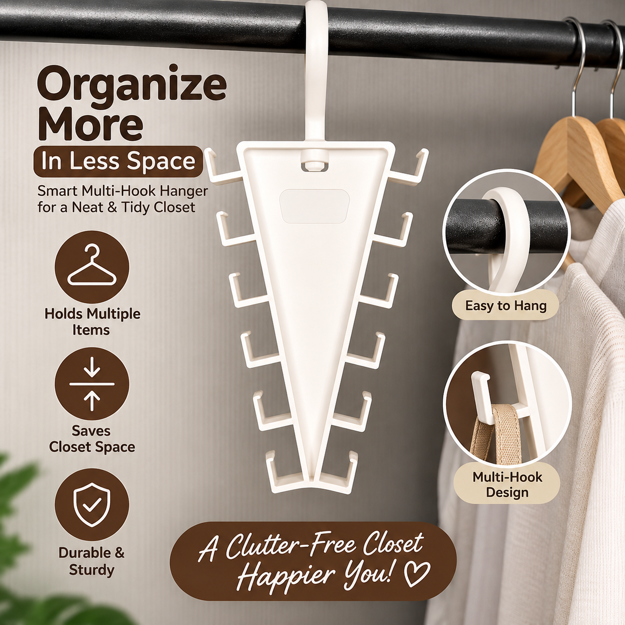 12-Hook Space-Saving Wardrobe Organizer