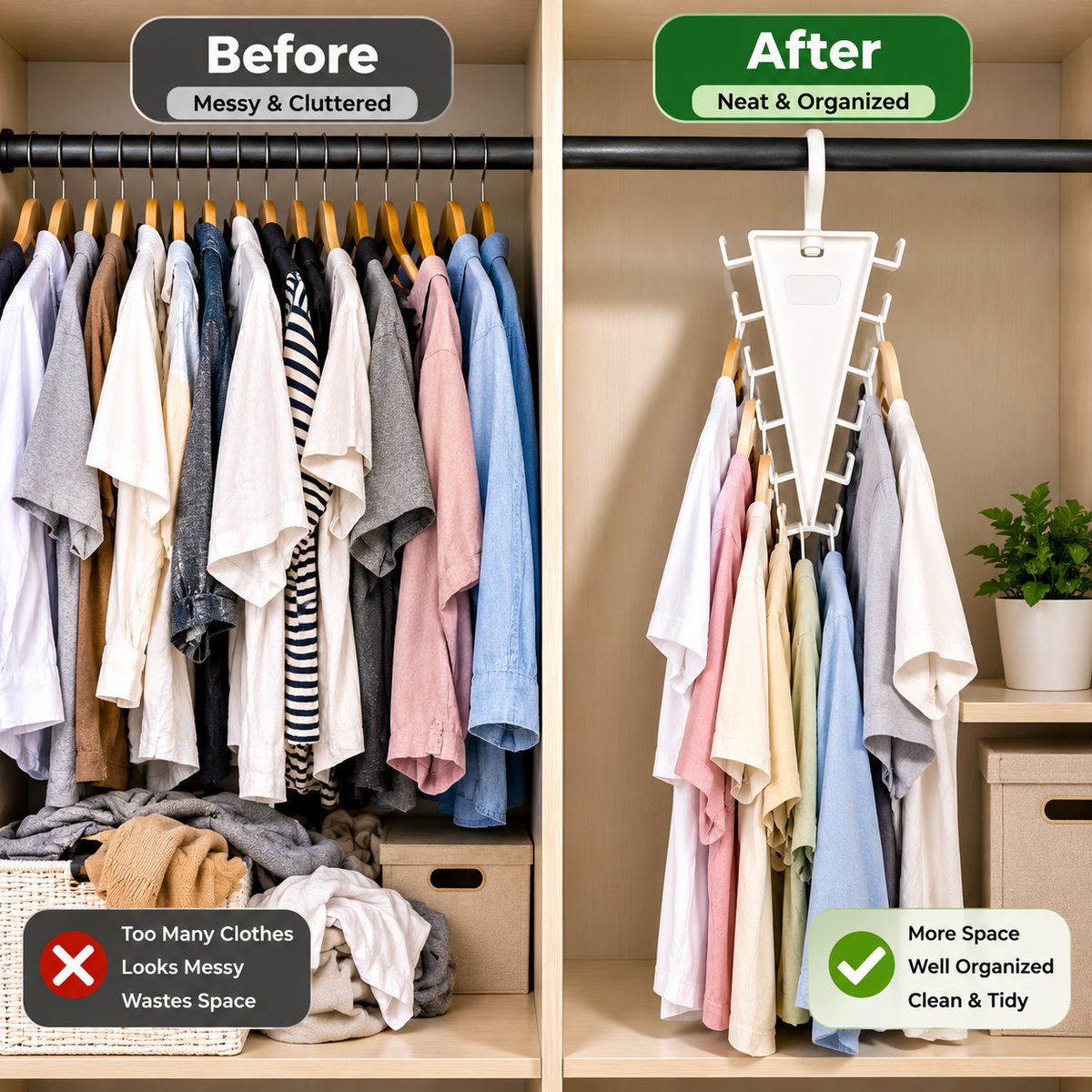 12-Hook Space-Saving Wardrobe Organizer