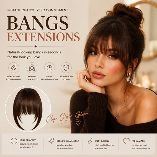 ✨ Clip-In Bangs Hair Extension – Instant Natural Hair Transformation