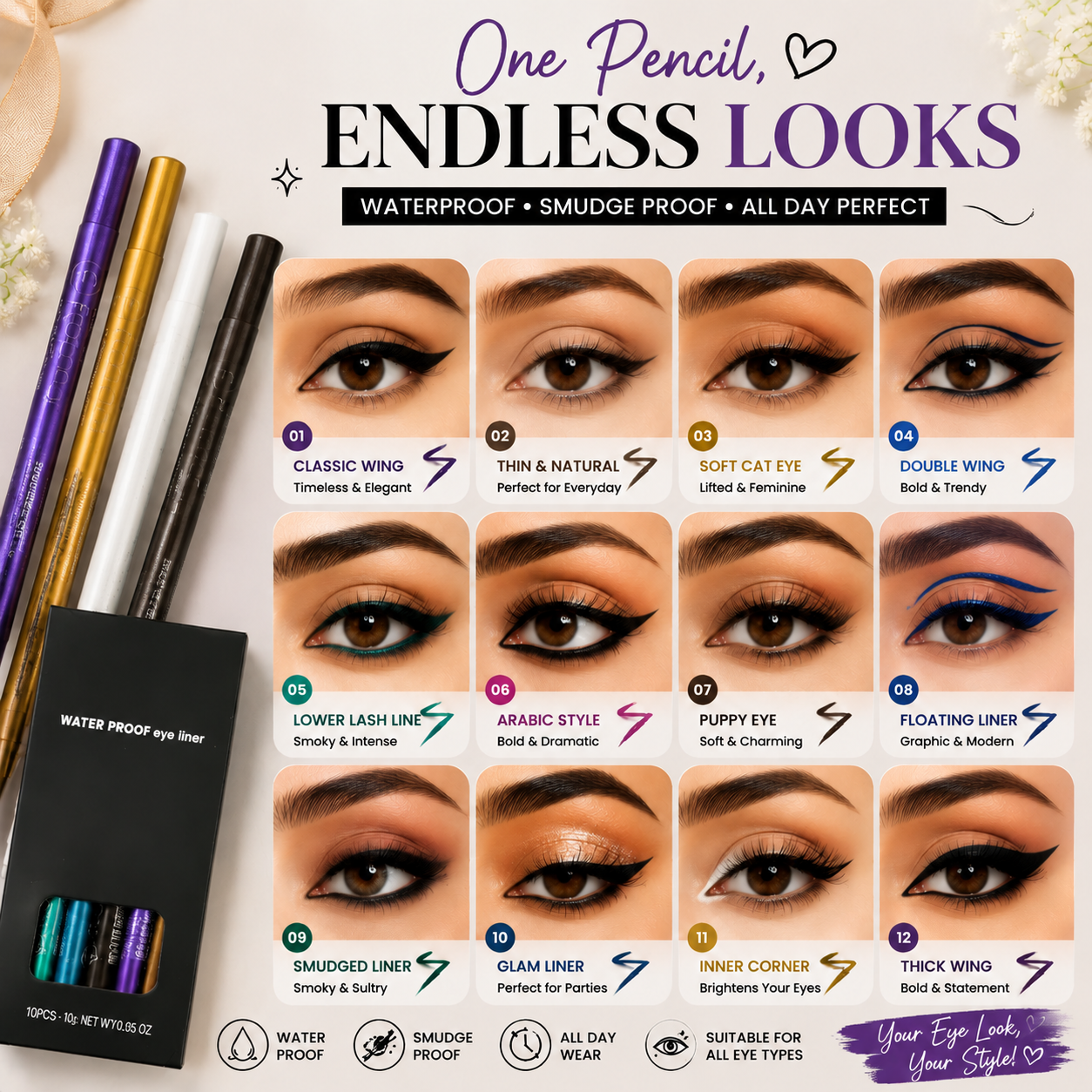 ✨ 4-in-1 Multi-Use Makeup Pencil – Eyes, Lips & Highlight 💄