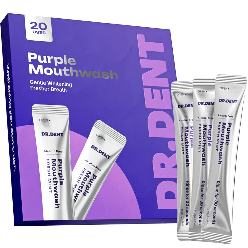 Purple Mouthwash Sachets For Teeth Whitening