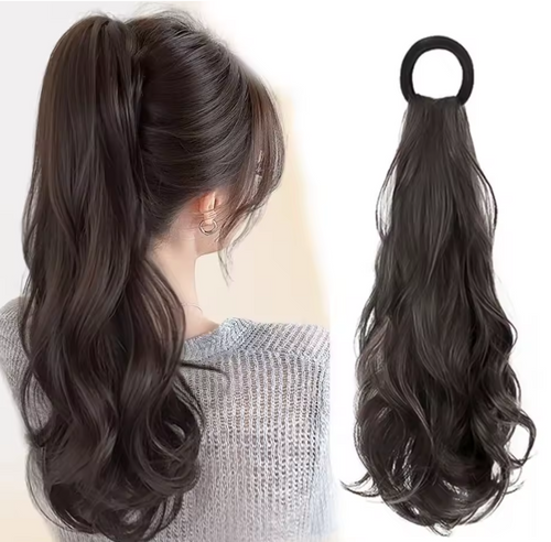 Short Wavy Curly Ponytail Extension with Hair Ties