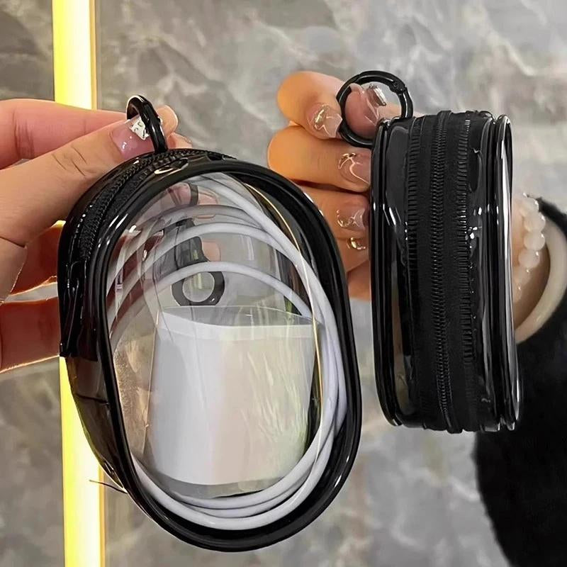 Transparent Travel Cable Organizer Bag With Key Chain