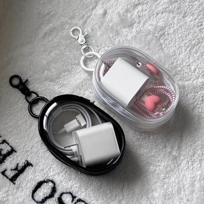 Transparent Travel Cable Organizer Bag With Key Chain