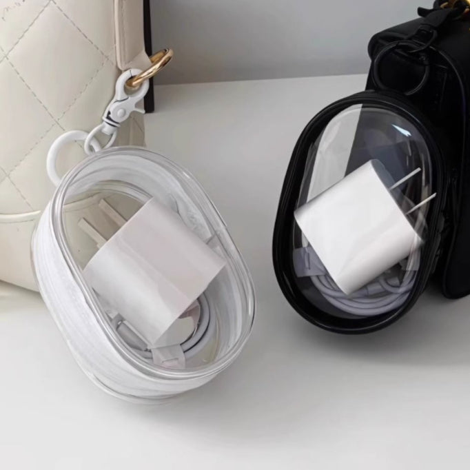 Transparent Travel Cable Organizer Bag With Key Chain
