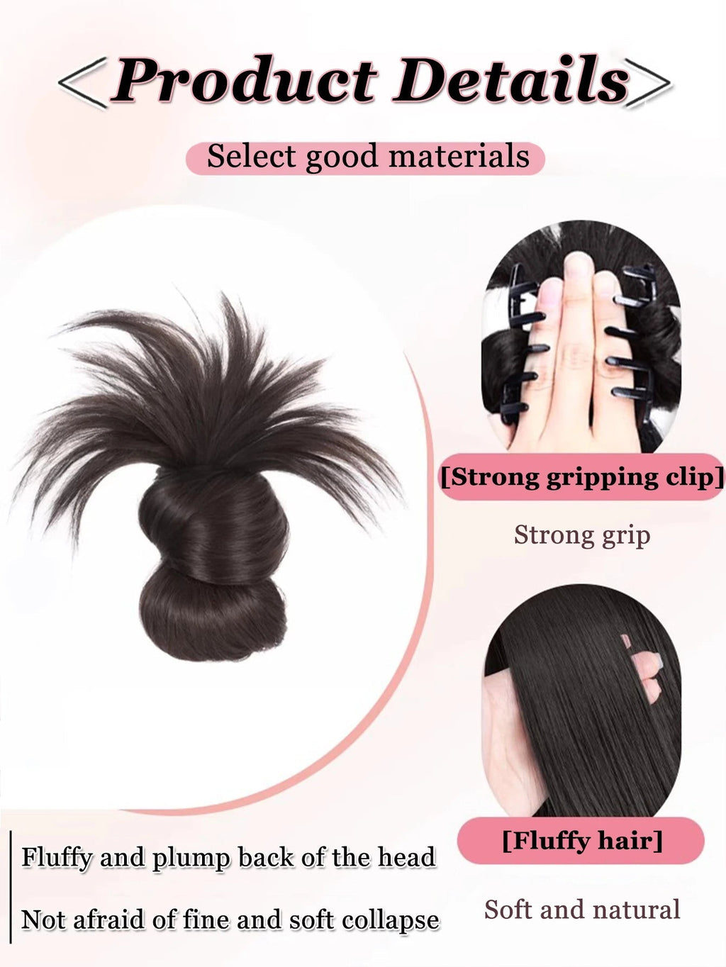 Synthetic Low Tied Ball Head Claw Clip