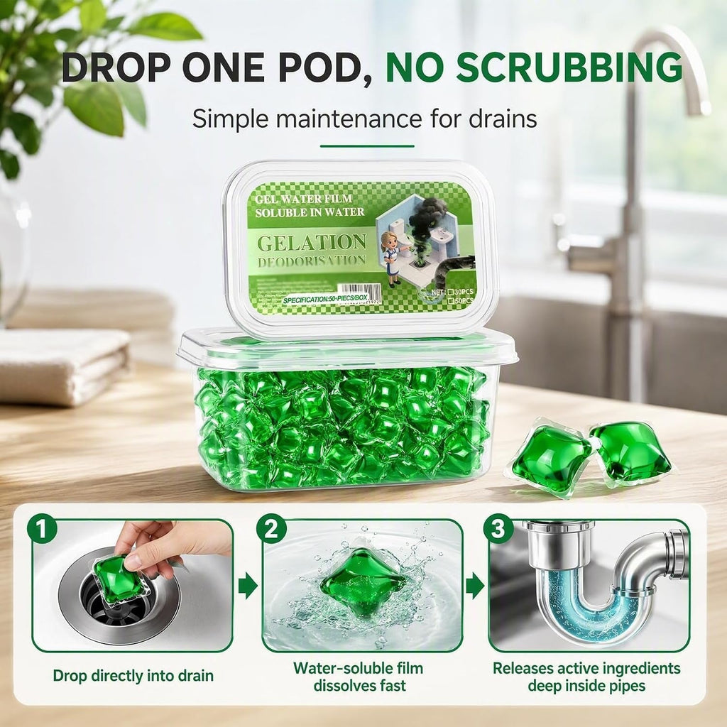 DrainFresh Gel Pods – Eliminate Bad Odors & Keep Drains Clean