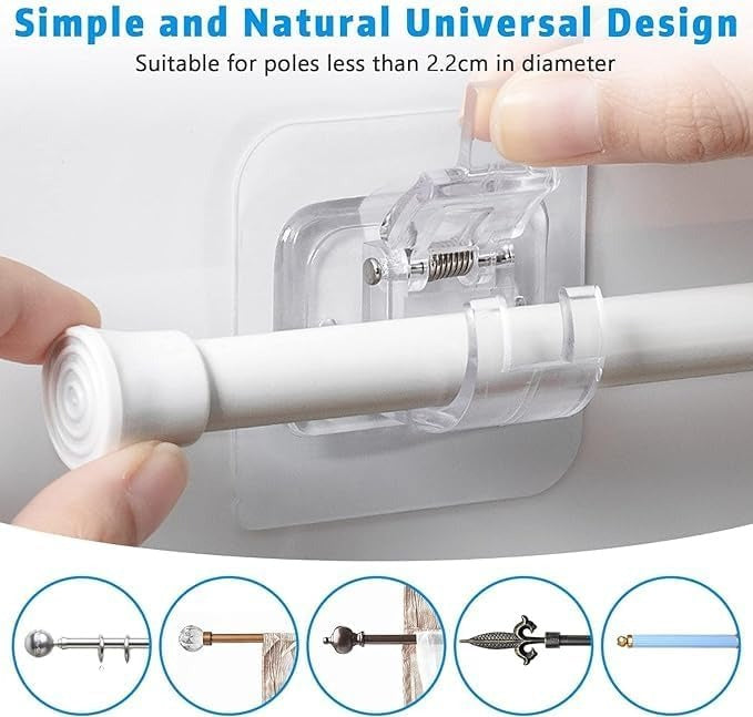 Self-Adhesive Curtain Rod Holder Clamps